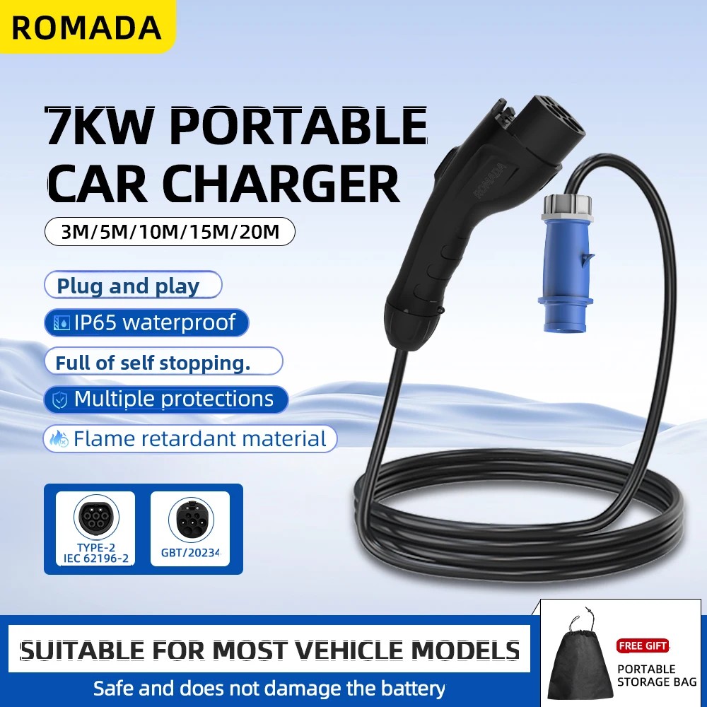 7 кВт 32A портативное зарядное – обзор и цена Ev Charger Adapter
